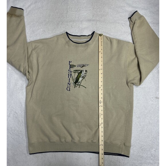 Vintage Bass Fishing Embroidered Biege Pullover Sweatshirt Men’s Size XL - Picture 6 of 8